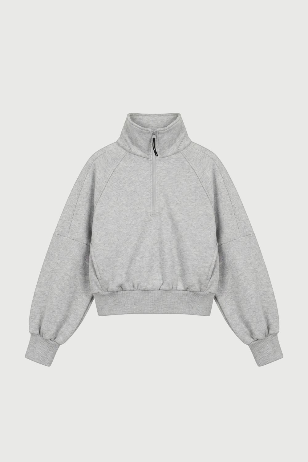 Quarter Zip Fleece Sweater - Grey Marle