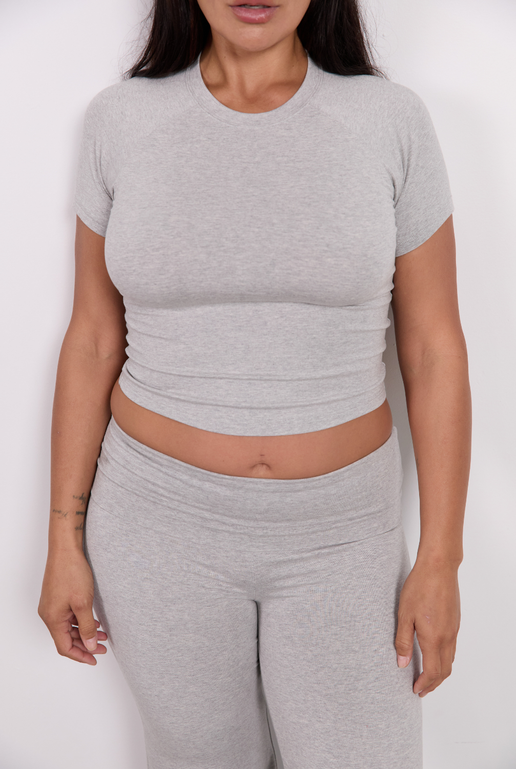 Cropped Baby Tee - Grey Marle