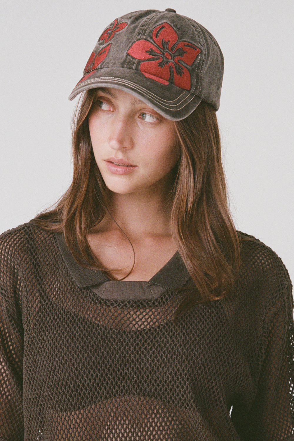 Hibiscus Cap	- Washed Brown/Red