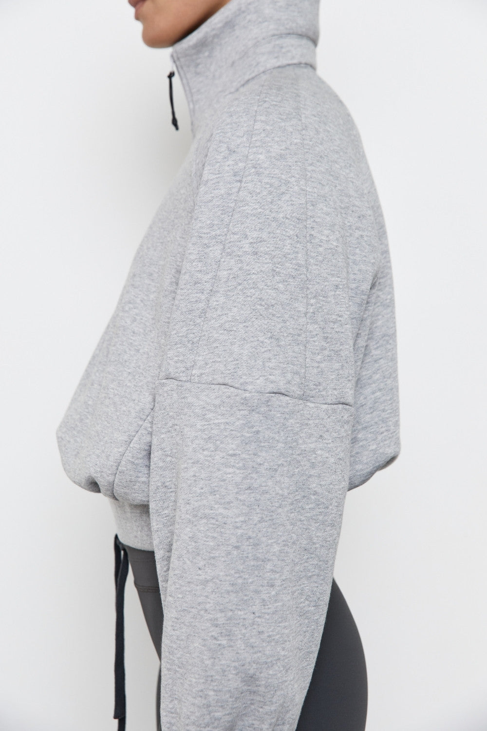 Quarter Zip Fleece Sweater - Grey Marle