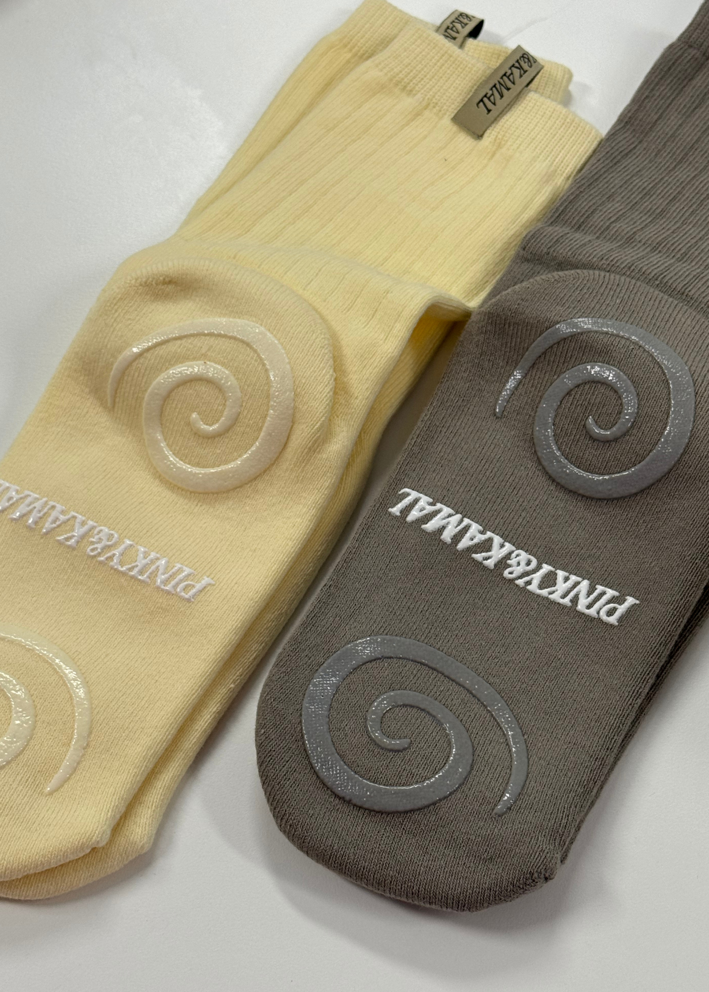 Pilates Spiral Grip Sock - Lemon Cream