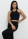 Yoga Tops - High Neck Racer - Black