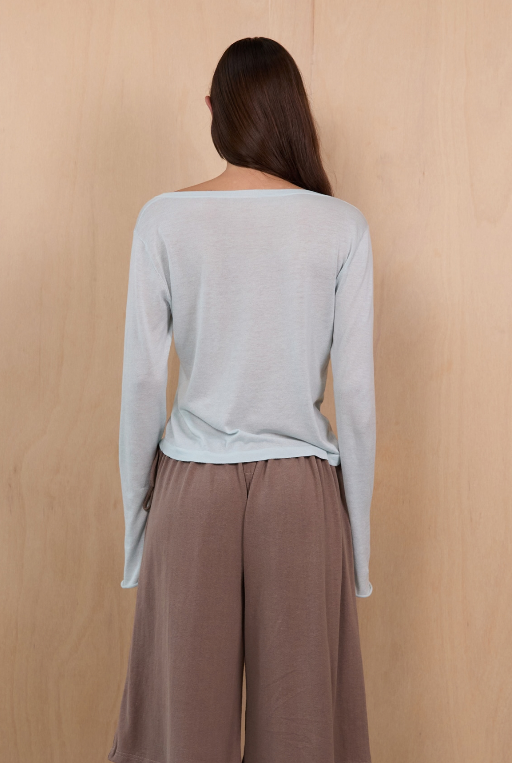 Knit LS V Neck Jersey - Icy Blue