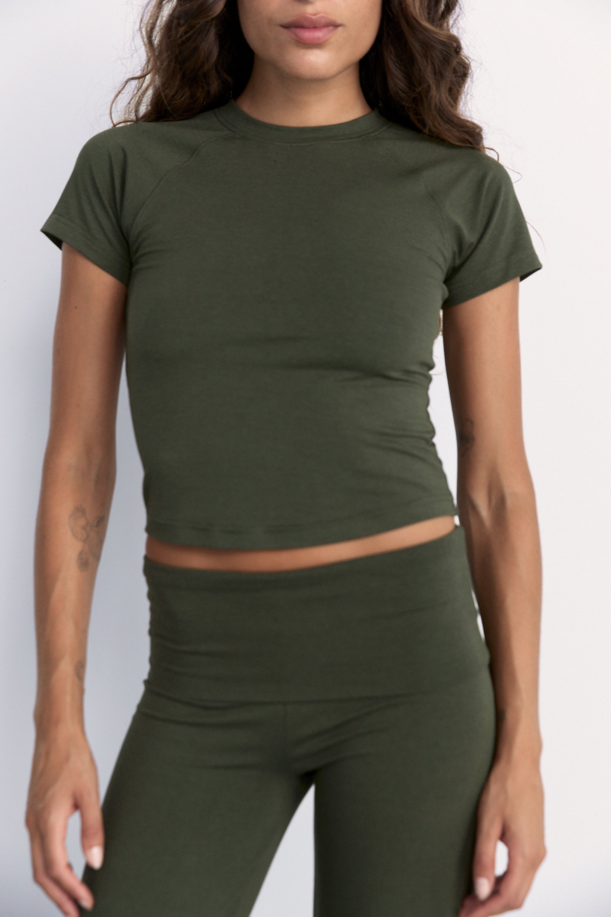 Cropped Baby Tee - Khaki