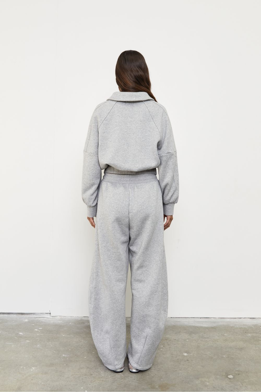 Quarter Zip Fleece Sweater - Grey Marle