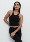 Yoga Tops - High Neck Racer - Black