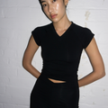 90s V Neck T Shirt - Black