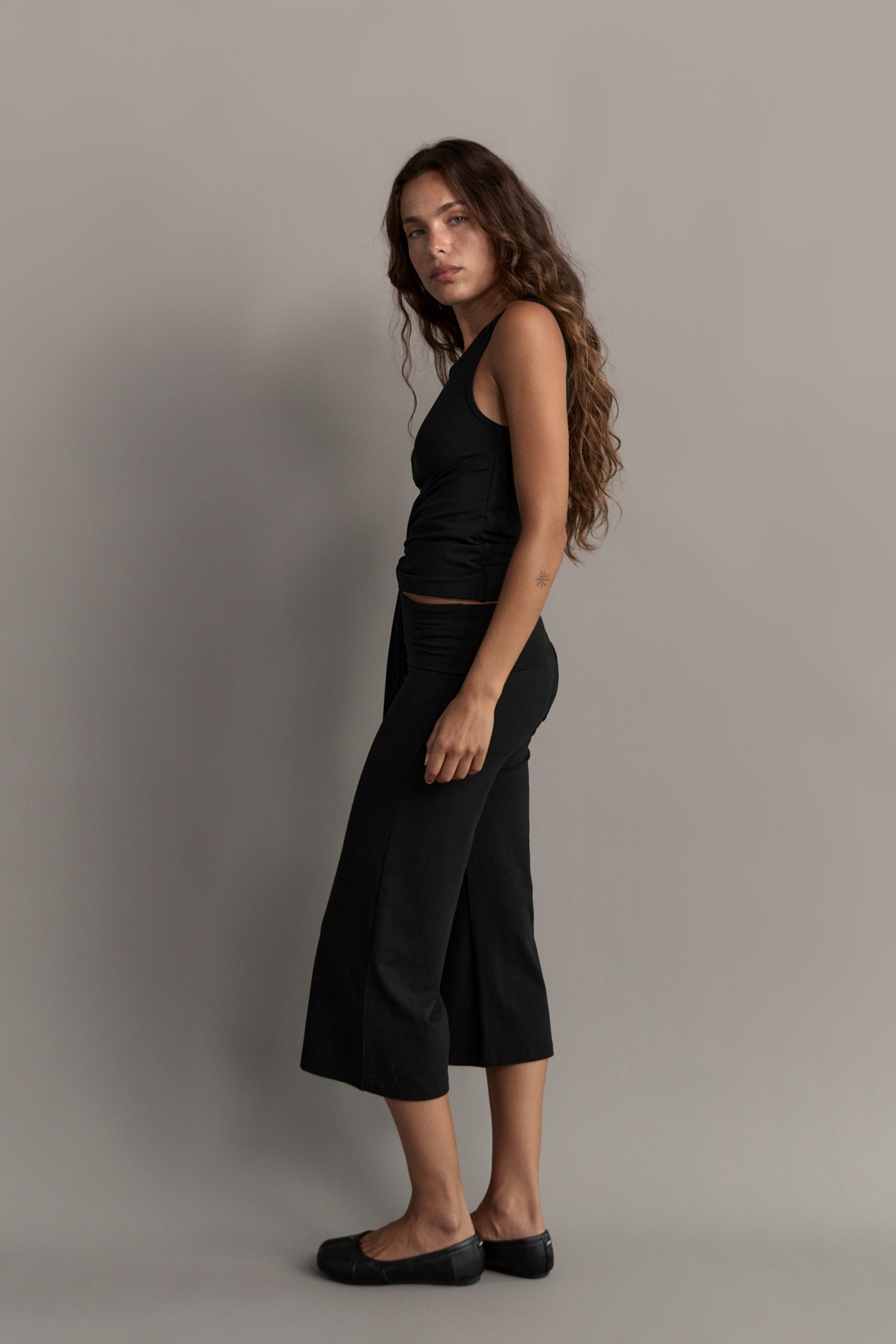 Belted Wrap Around Tank - Black