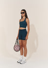 Fine Ribbed Biker Short - Deep Blue