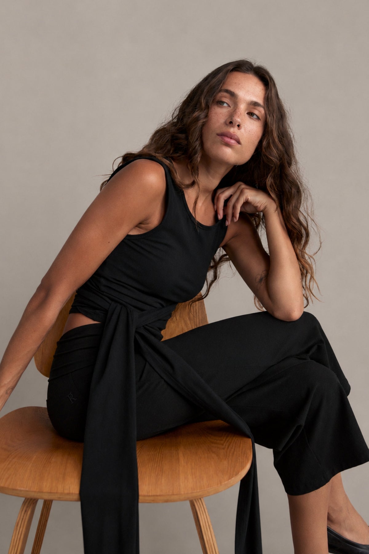 Belted Wrap Around Tank - Black