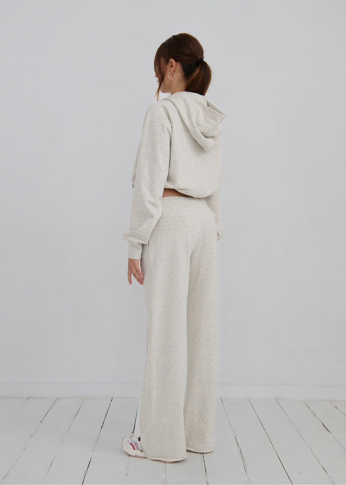 Cropped Zipper Hoodie - Grey Marle