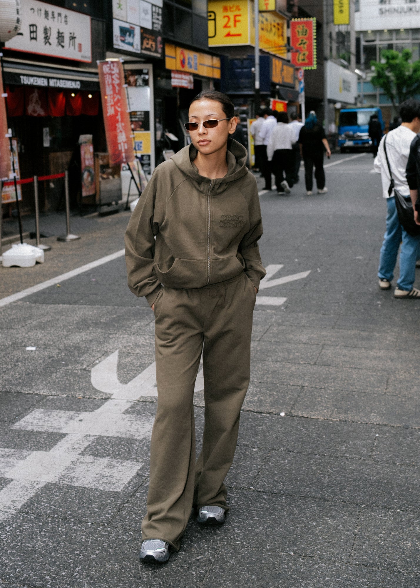 Cropped Zipper Hoodie - Khaki