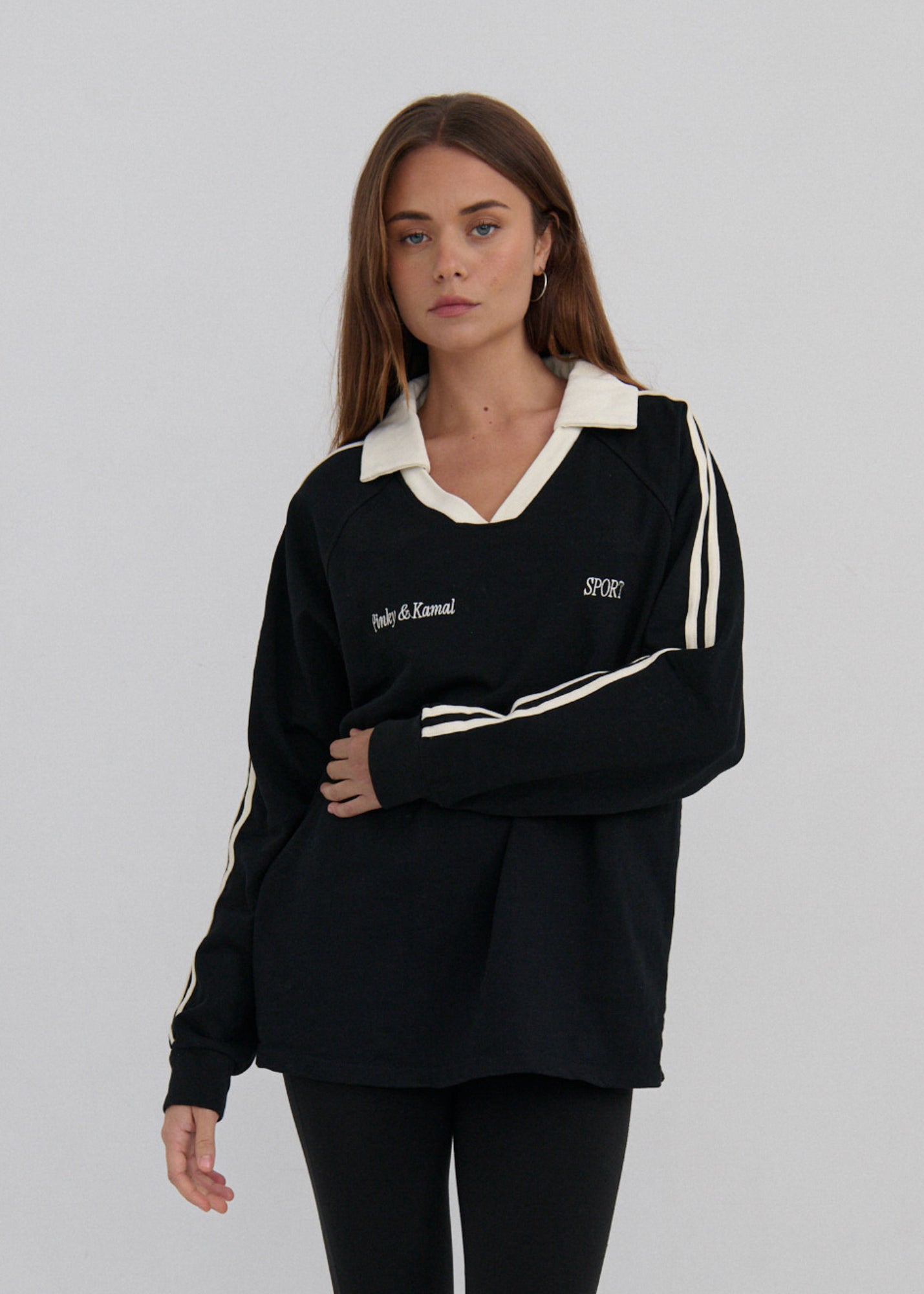 Long Sleeve Sport Jersey - Black/Cream