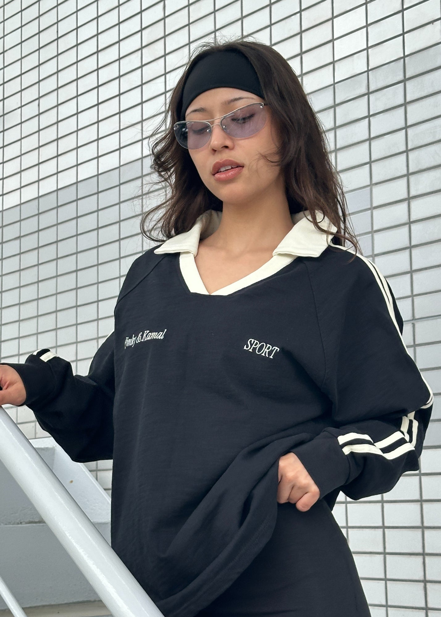 Long Sleeve Sport Jersey - Black/Cream