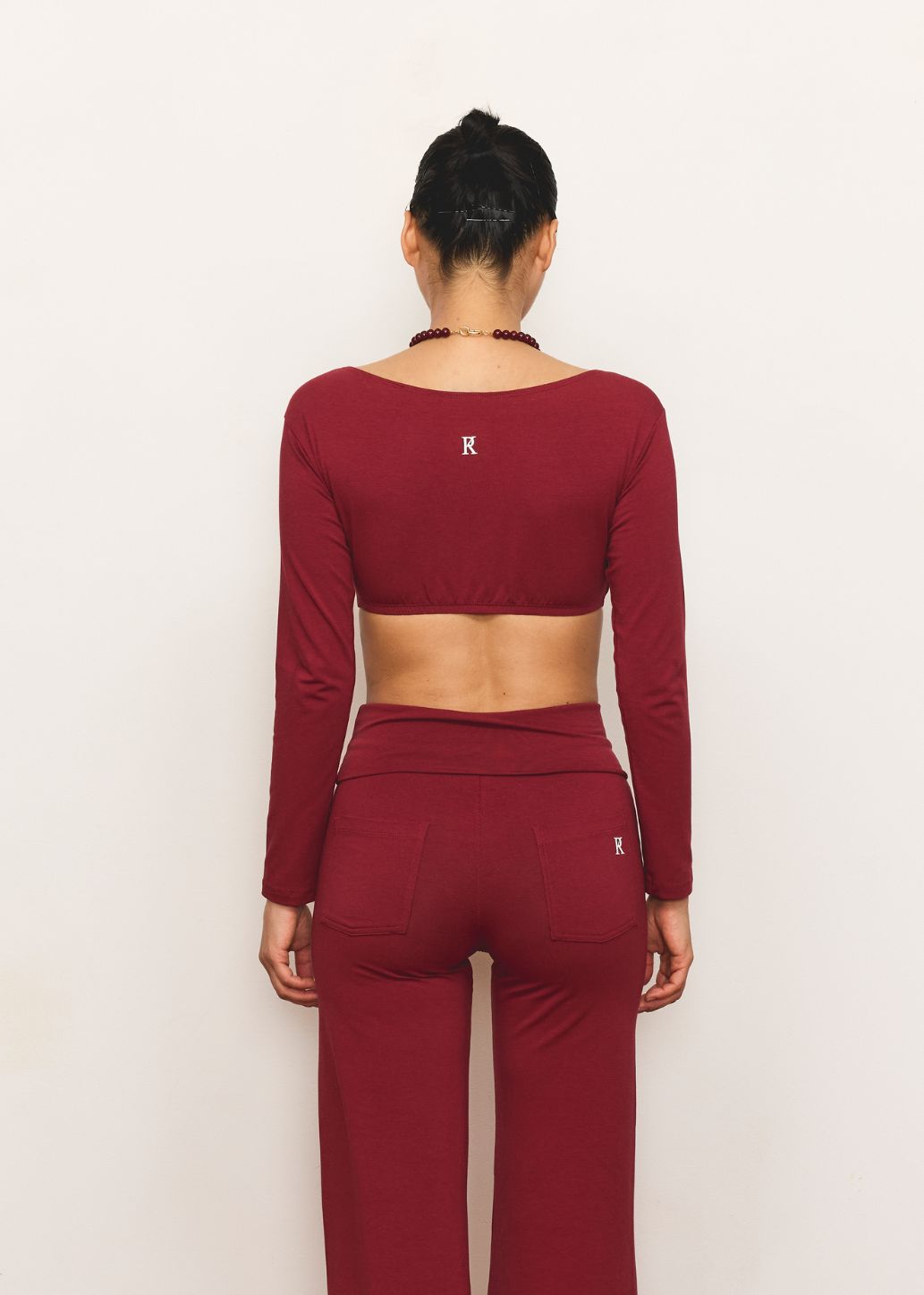 Long Sleeve Crop - Cherry - Organic Cotton/Bamboo