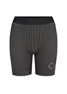 Fine Ribbed Biker Short - Black/Beige