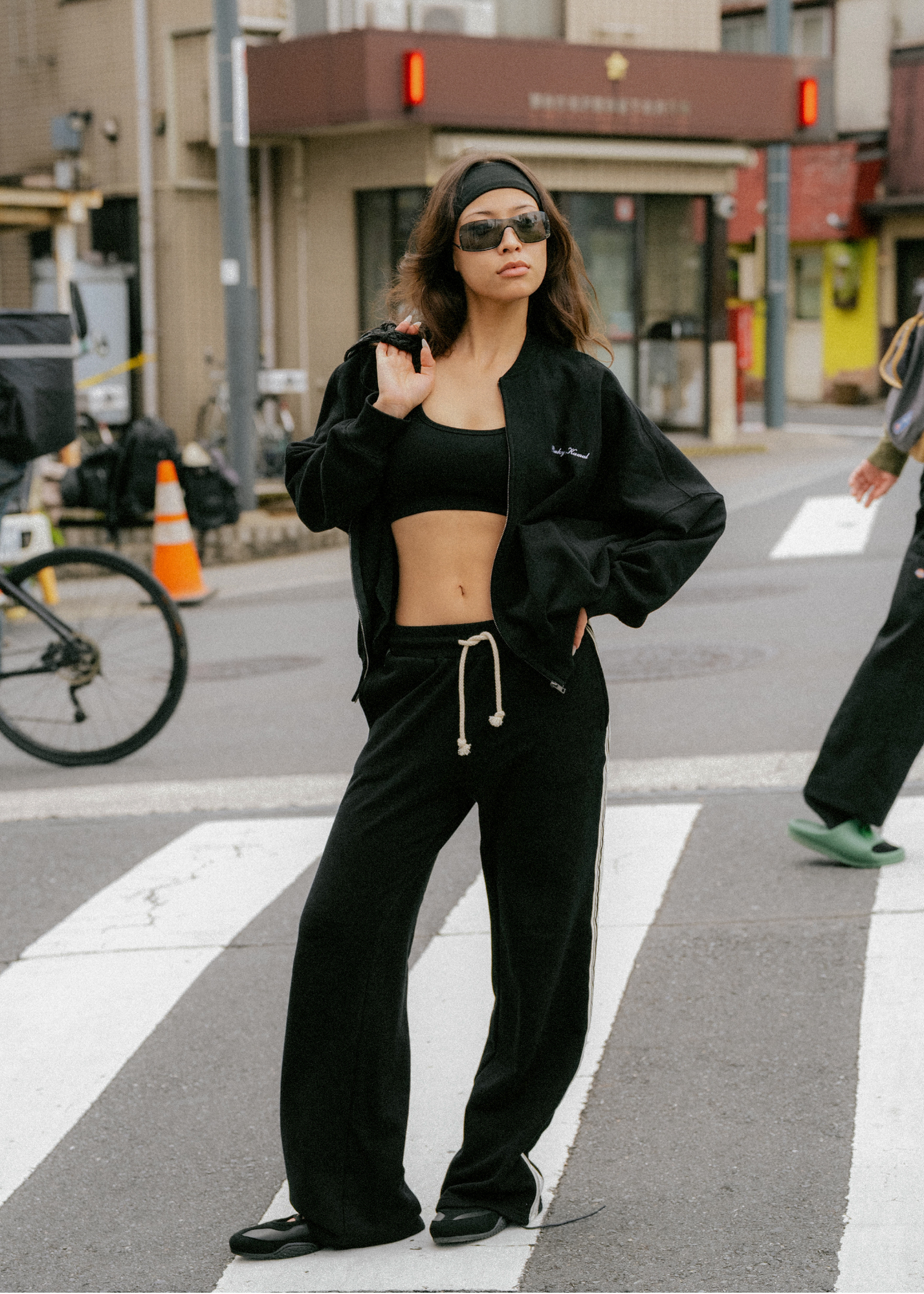 Side Stripe Trackpant - Black