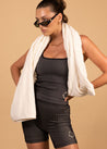 Fine Ribbed Scoop Neck Tank - Black/Beige