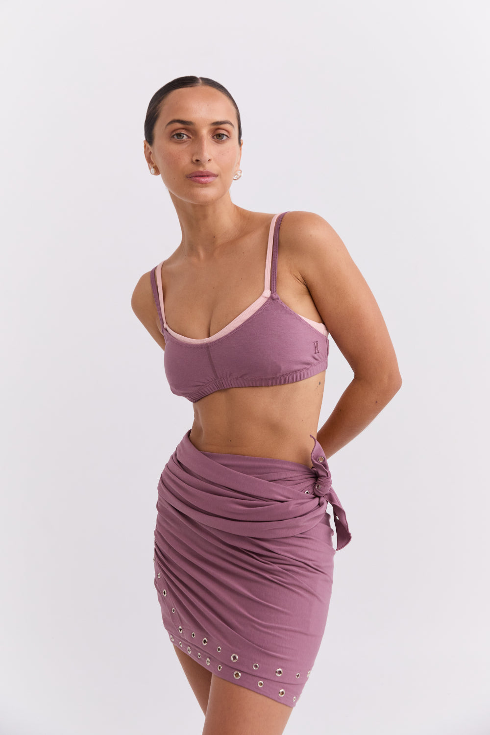 Eyelet Wrap Skirt - Mauve