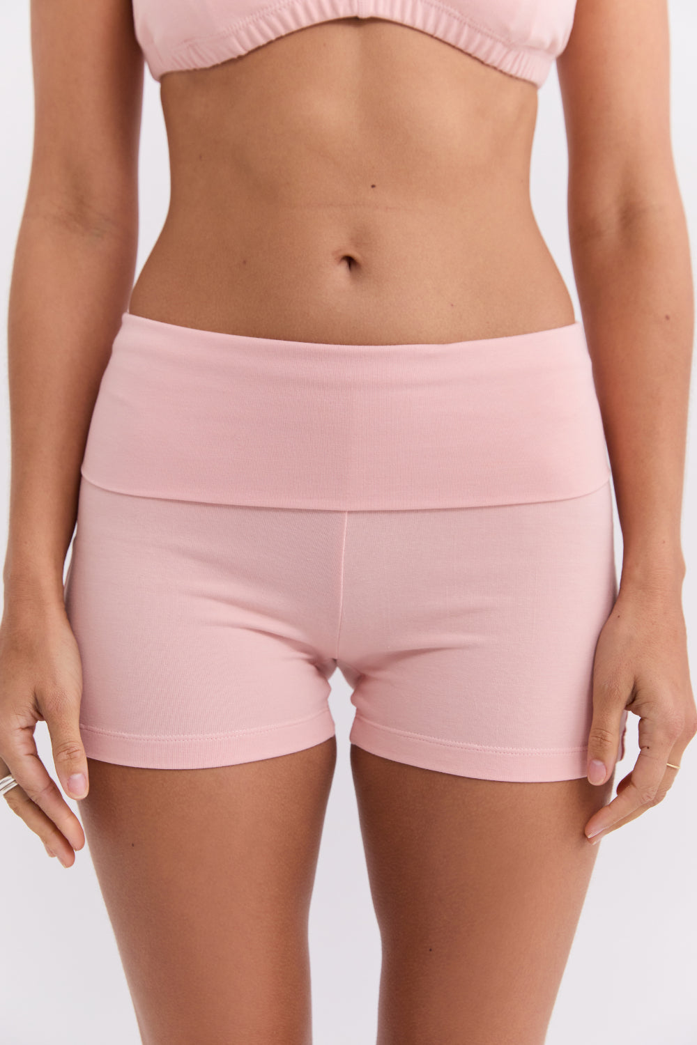 Fold Over Mini Short - Powder Pink