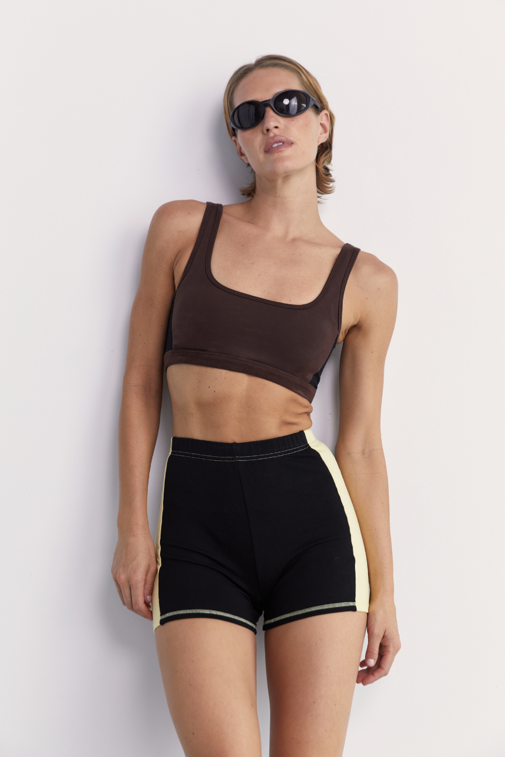 Trackline Crop - Brown with Black