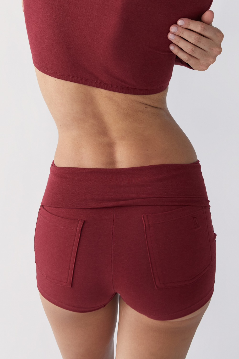 The Fold Over Mini Short - Cherry - Organic Cotton/Bamboo