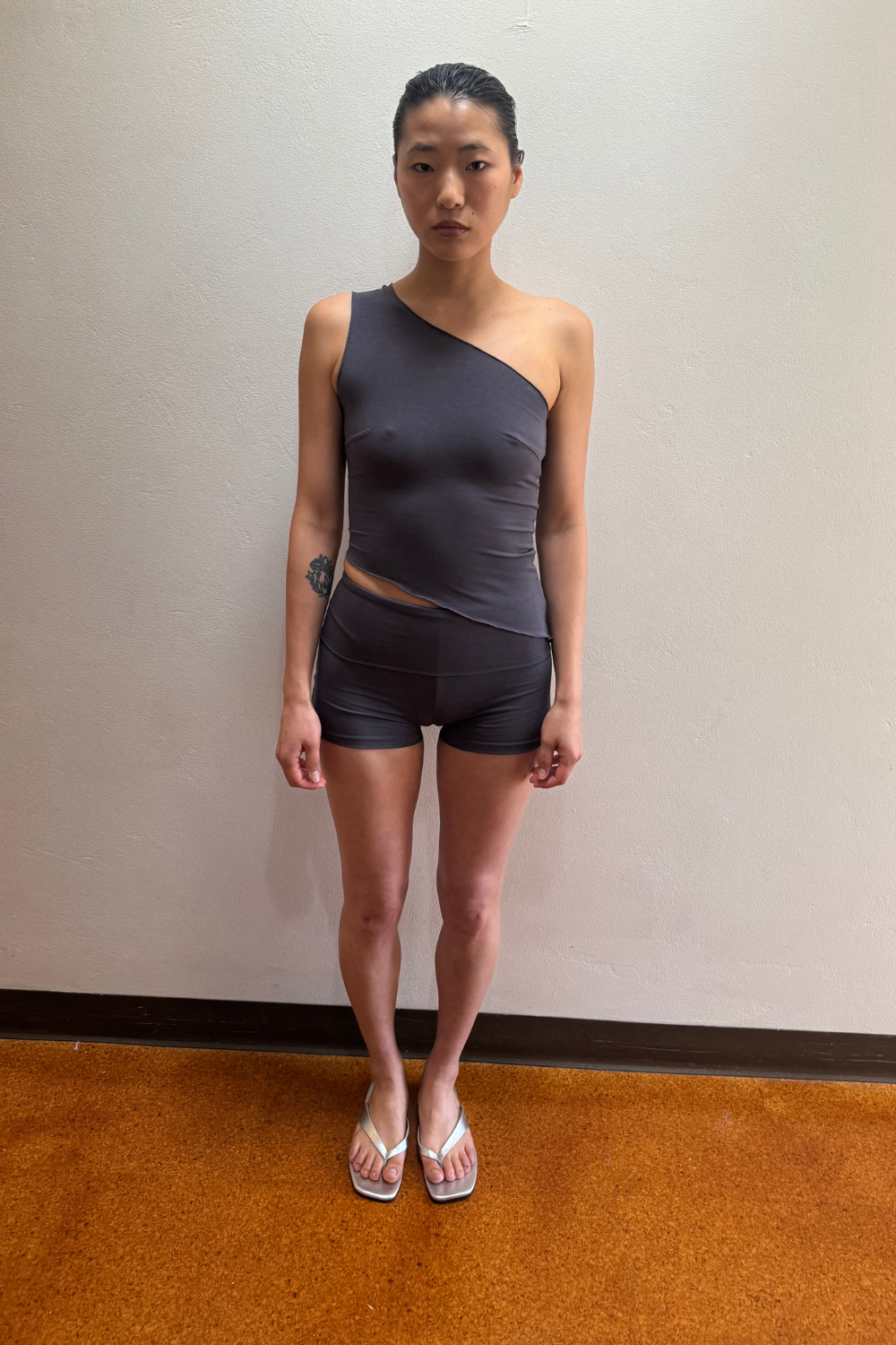 The Fold Over Mini Short - Slate - Organic Cotton/Bamboo