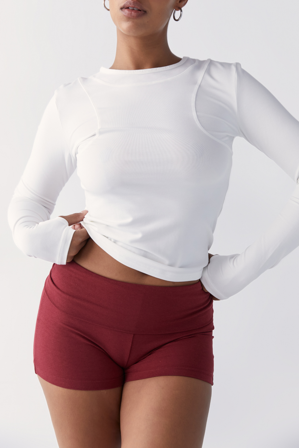 The Fold Over Mini Short - Cherry - Organic Cotton/Bamboo