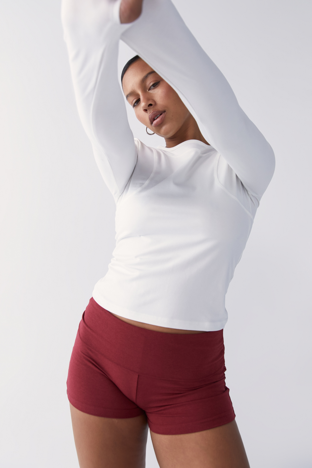 The Fold Over Mini Short - Cherry - Organic Cotton/Bamboo