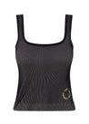 Fine Ribbed Scoop Neck Tank - Black/Beige