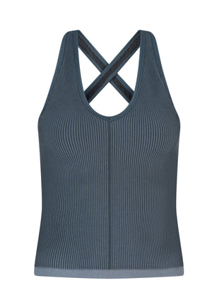 
                  
                    Load image into Gallery viewer, Active Tanks - Organic V-Neck Tank Top - Blue Rib
                  
                