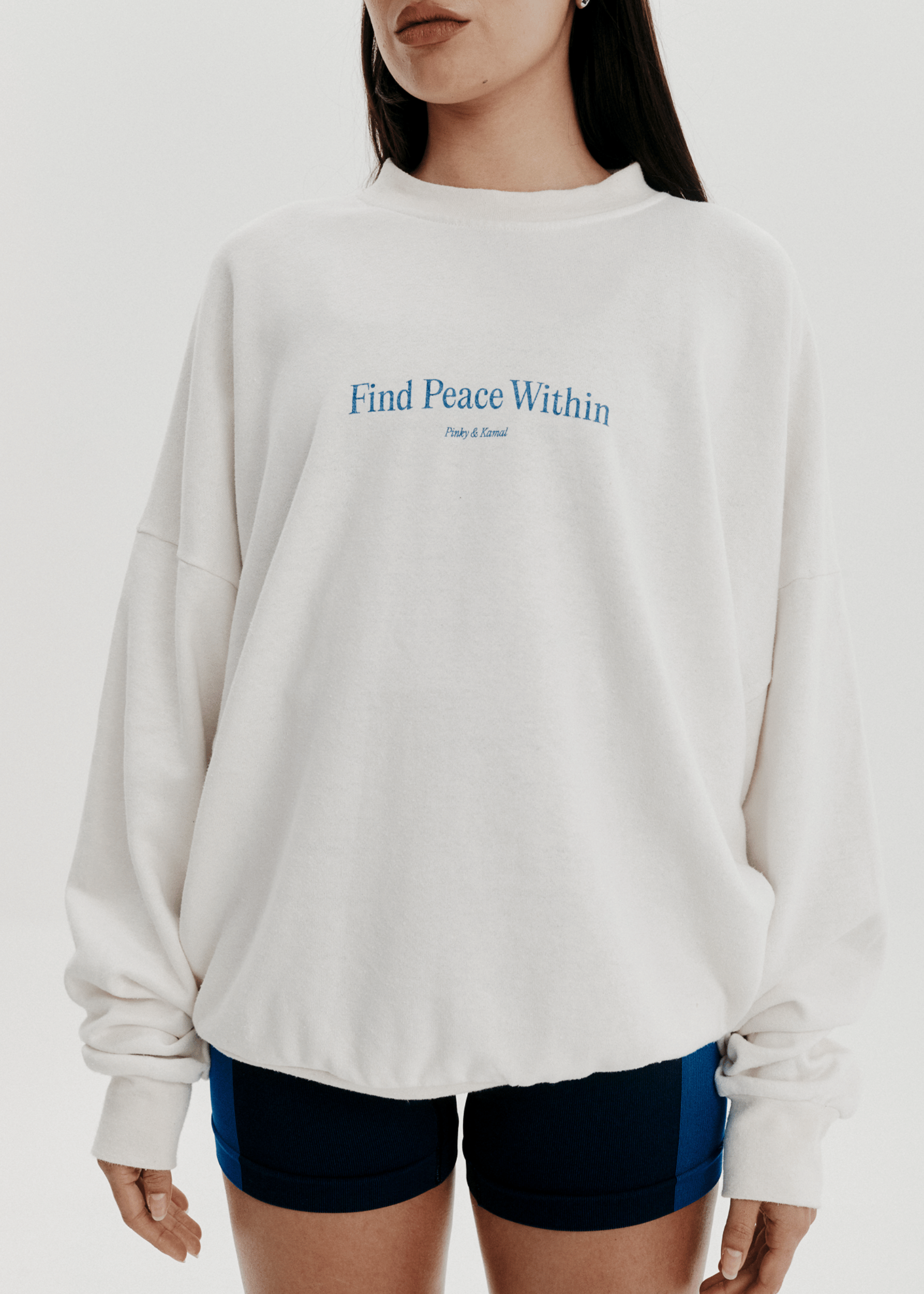 Find Peace Within Crewneck Sweatshirt - Off White/Blue