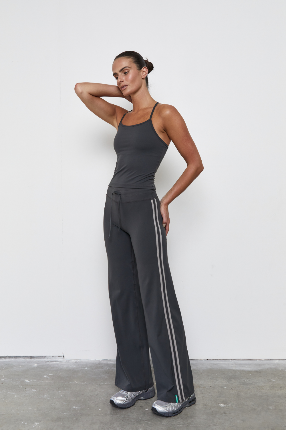 Straight Leg Tie Up Pant - Grey Stripe