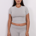 Cropped Baby Tee - Grey Marle