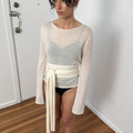 Light Weight Knit and Scarf - Cream
