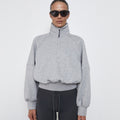 Quarter Zip Fleece Sweater - Grey Marle