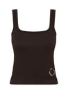 Fine Ribbed Scoop Neck Tank - Dark Brown