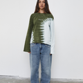 Tie Dye Long Sleeve Top - Green and Blue