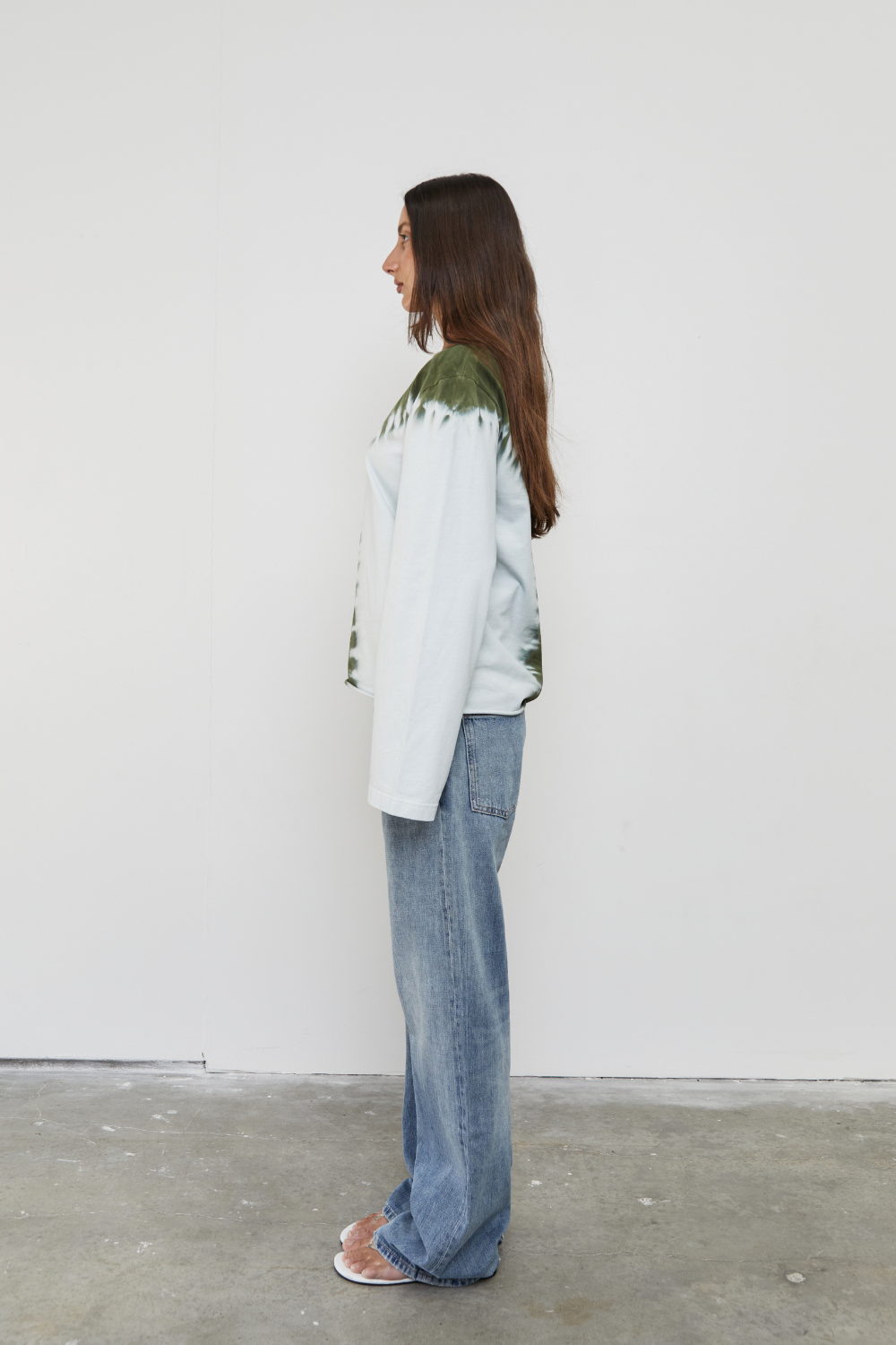 Tie Dye Long Sleeve Top - Green and Blue