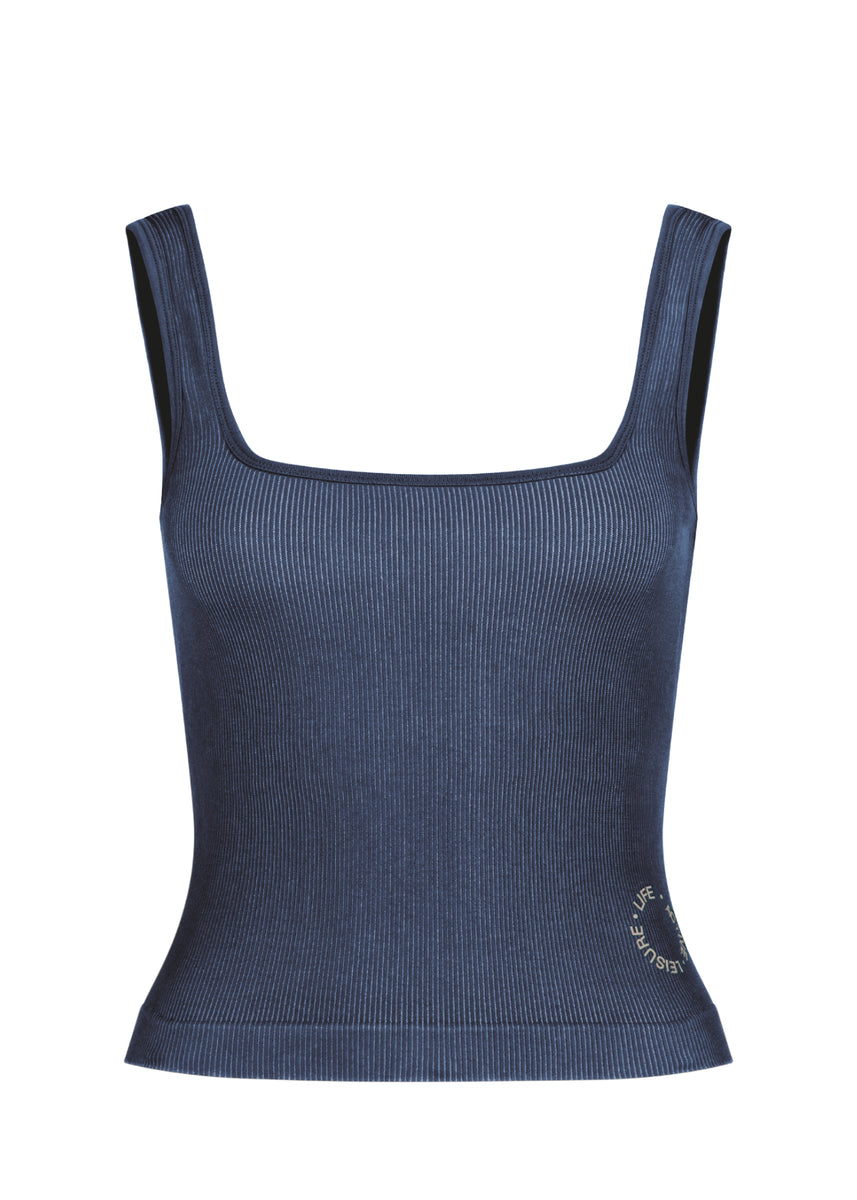 Fine Ribbed Scoop Neck Tank - Blue Two Tone – Pinky & Kamal