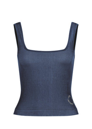 
                  
                    Load image into Gallery viewer, Fine Ribbed Scoop Neck Tank - Blue Two Tone
                  
                