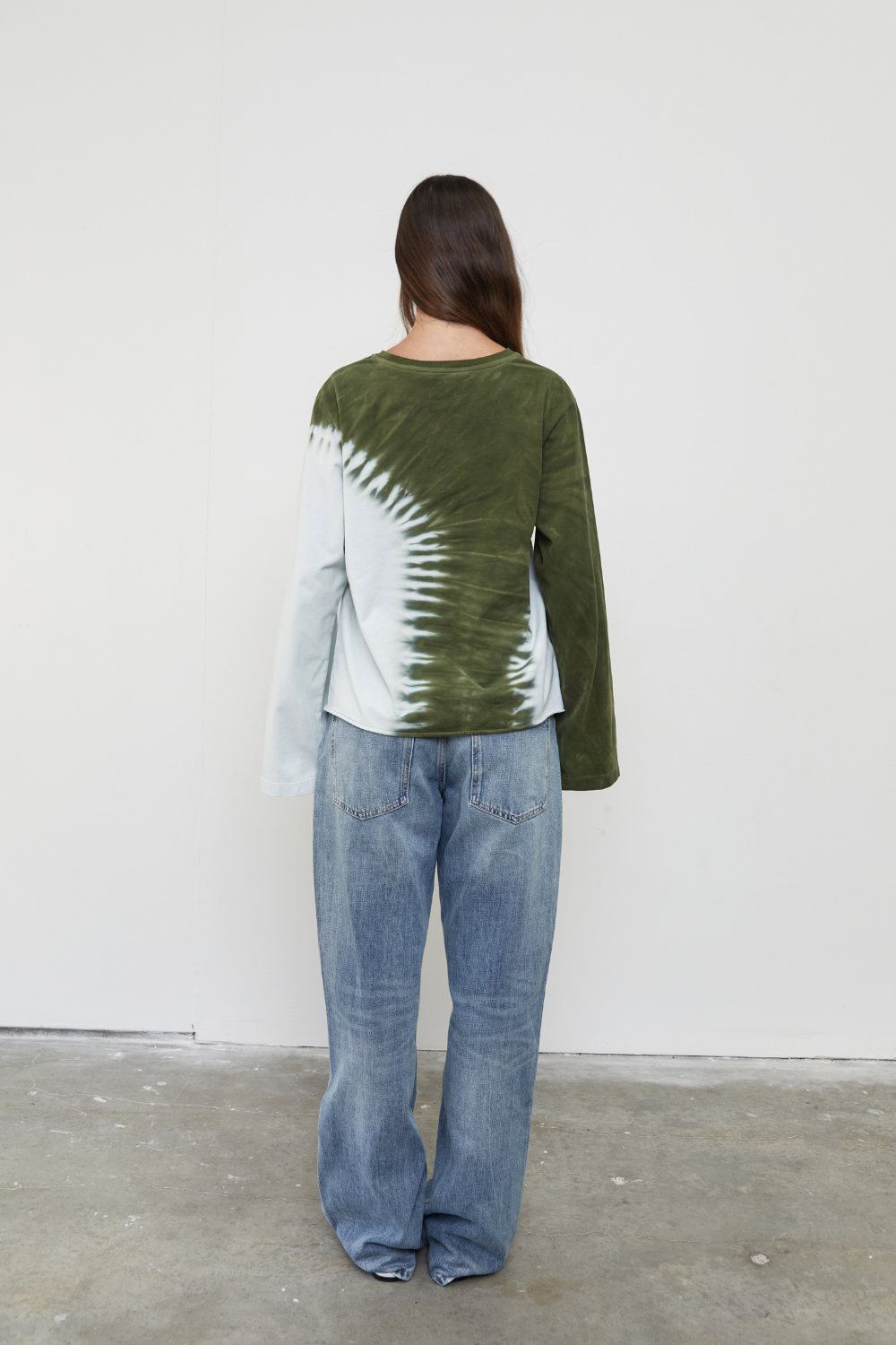 Tie Dye Long Sleeve Top - Green and Blue