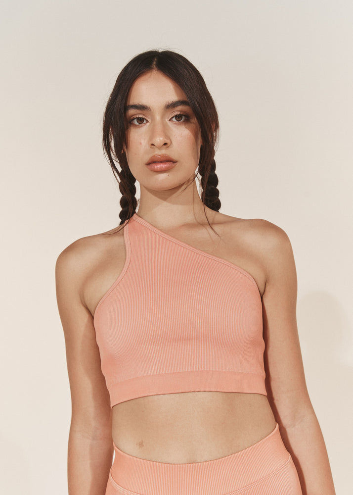 
                  
                    Load image into Gallery viewer, Asymmetric One Shoulder Crop - Italian Clay
                  
                