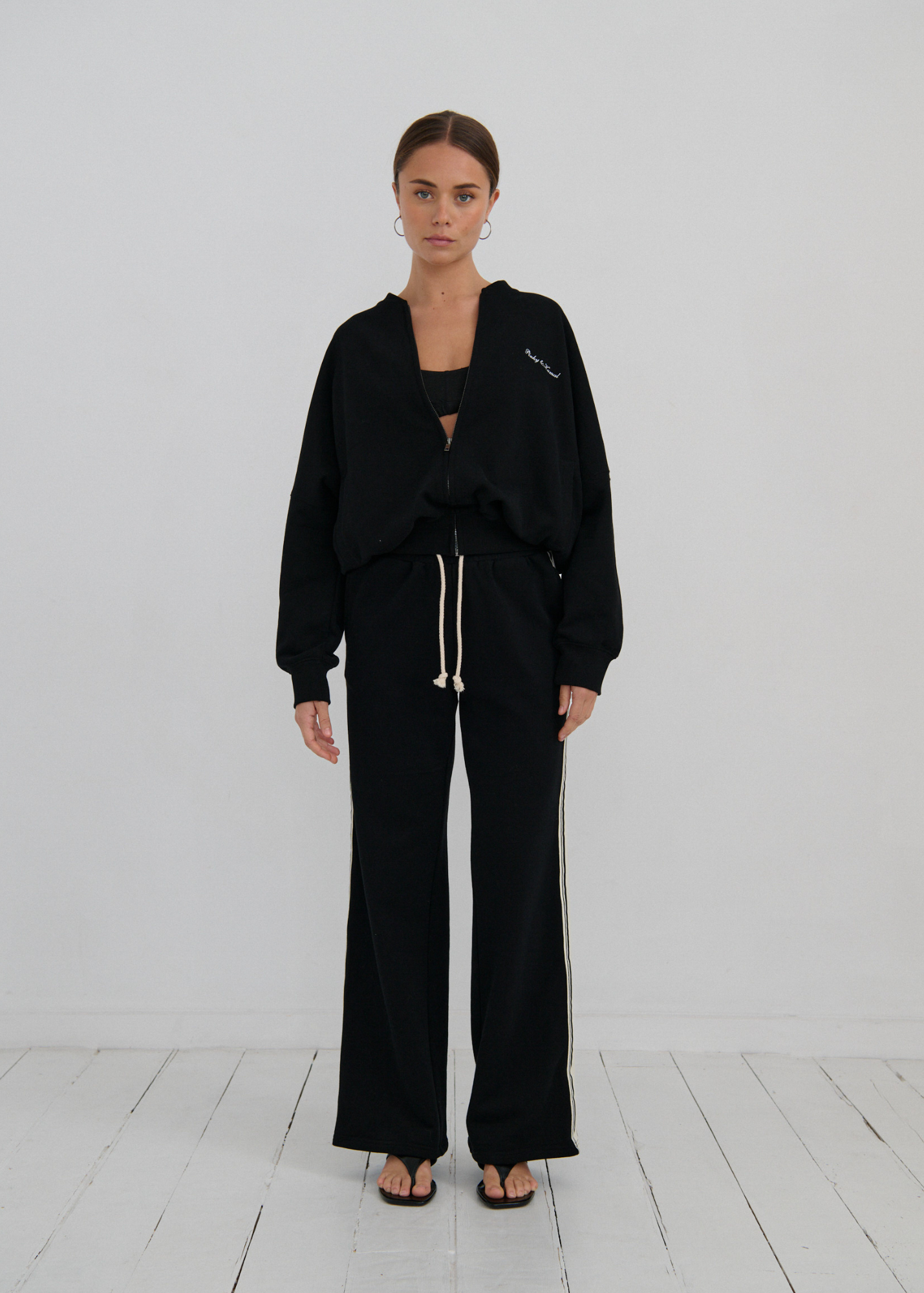 Side Stripe Trackpant - Black