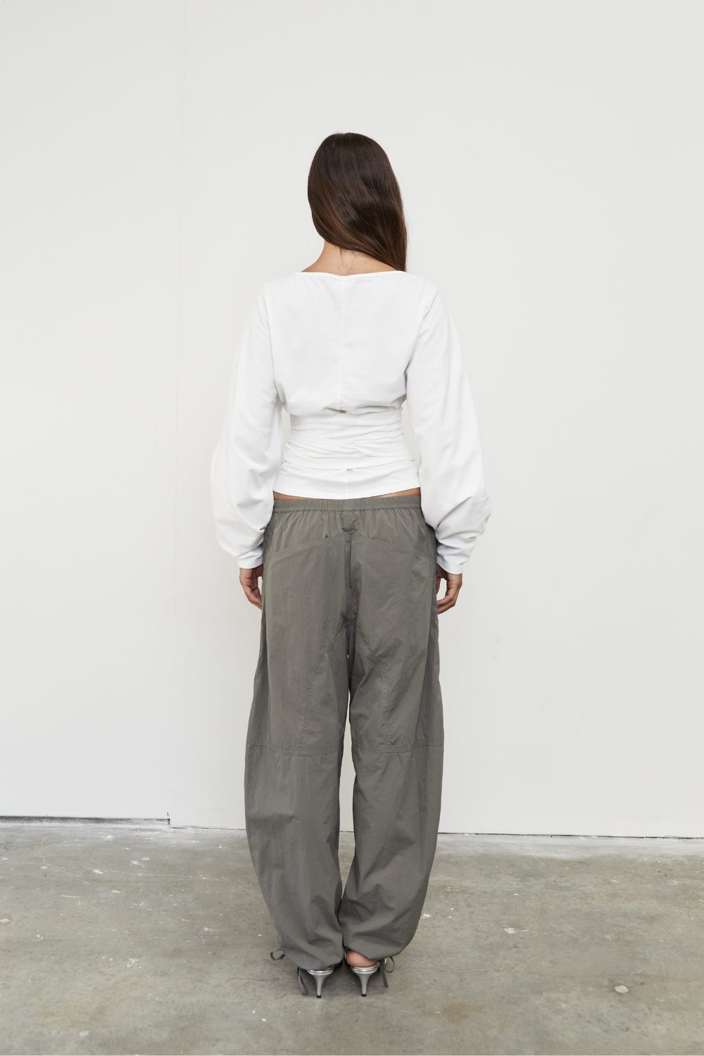 Waist Wrap Long Sleeve Top - White