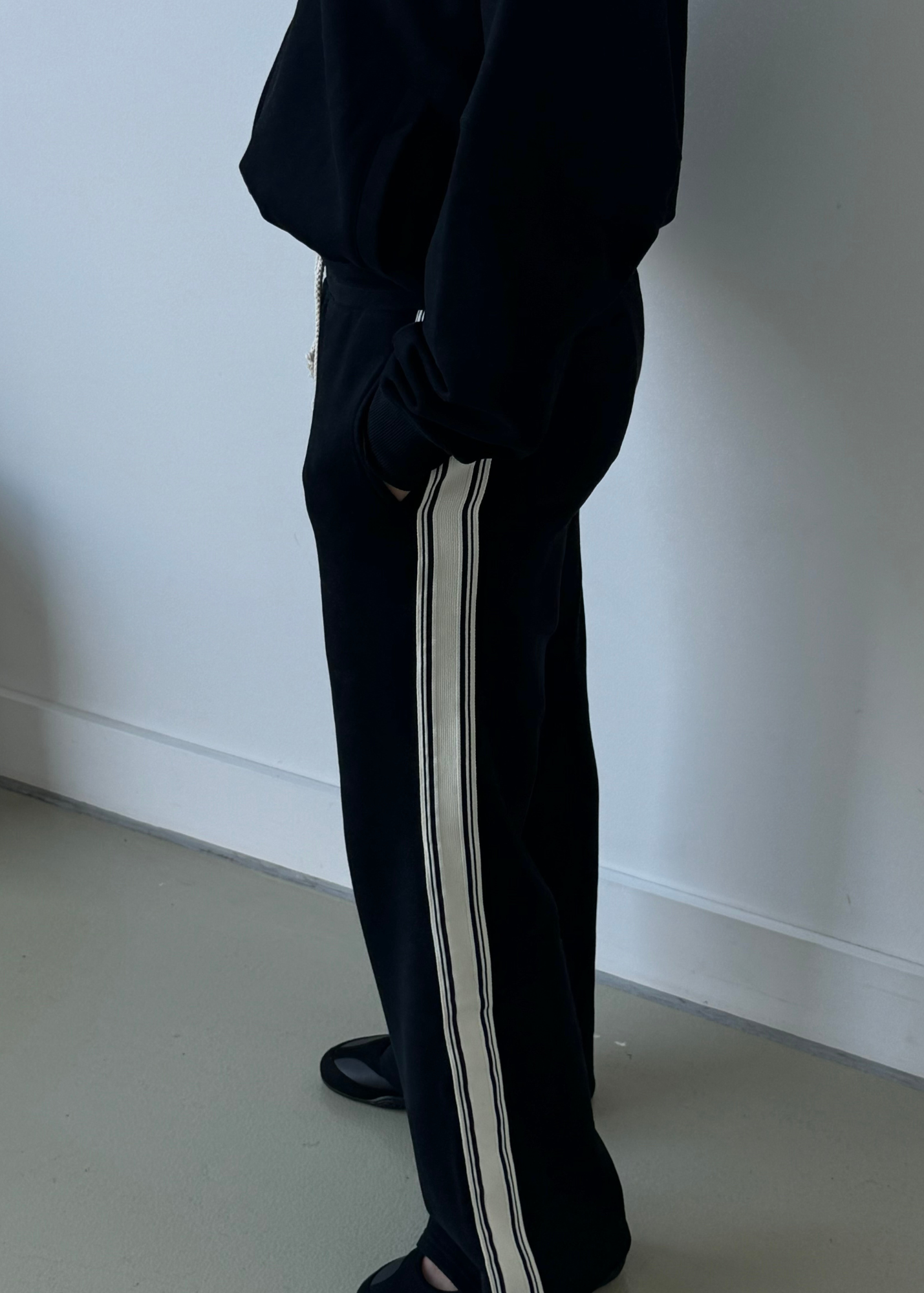 Side Stripe Trackpant - Black