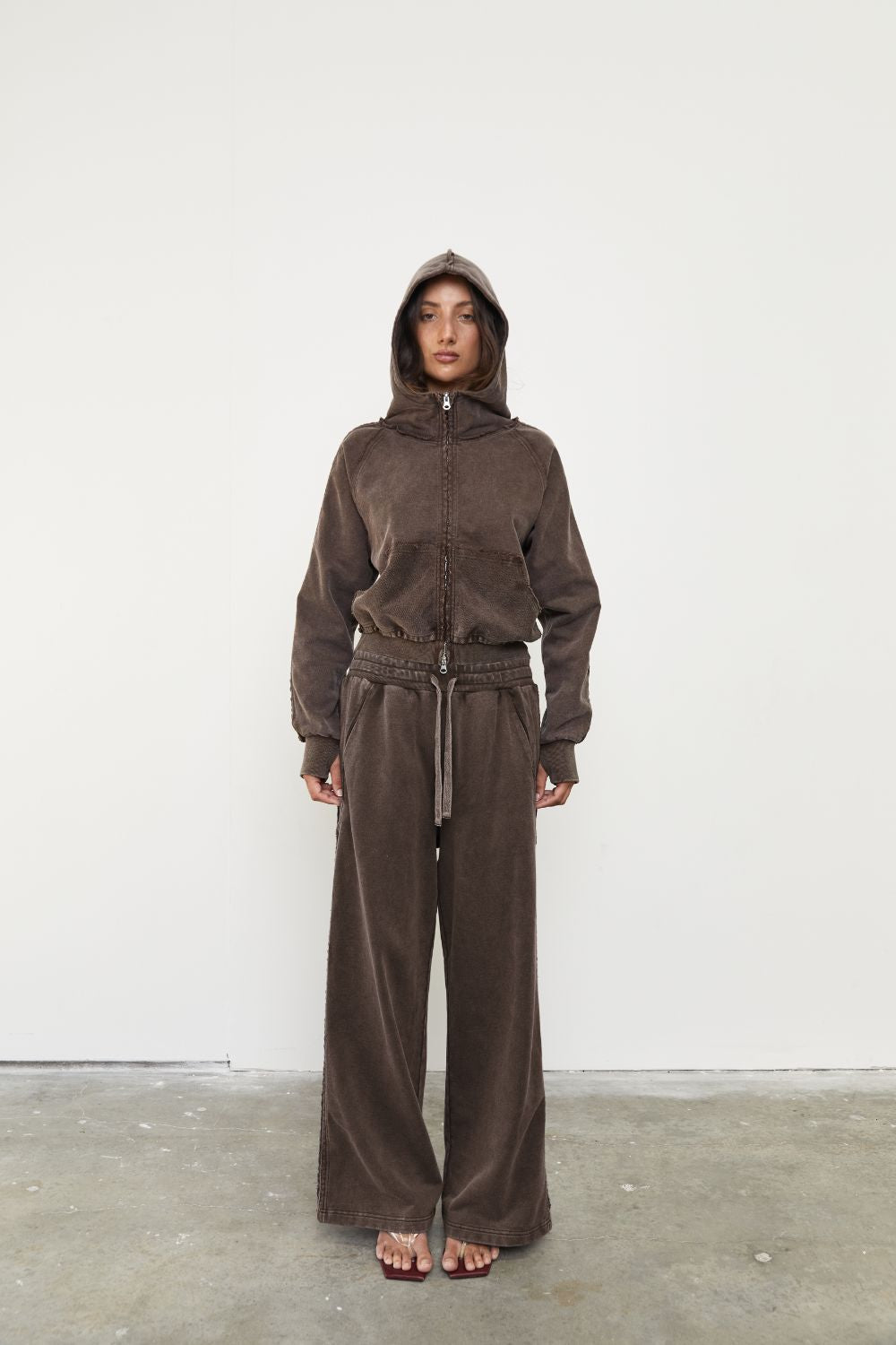 Wide Leg Tracksuit Pant - Soil Acid Wash