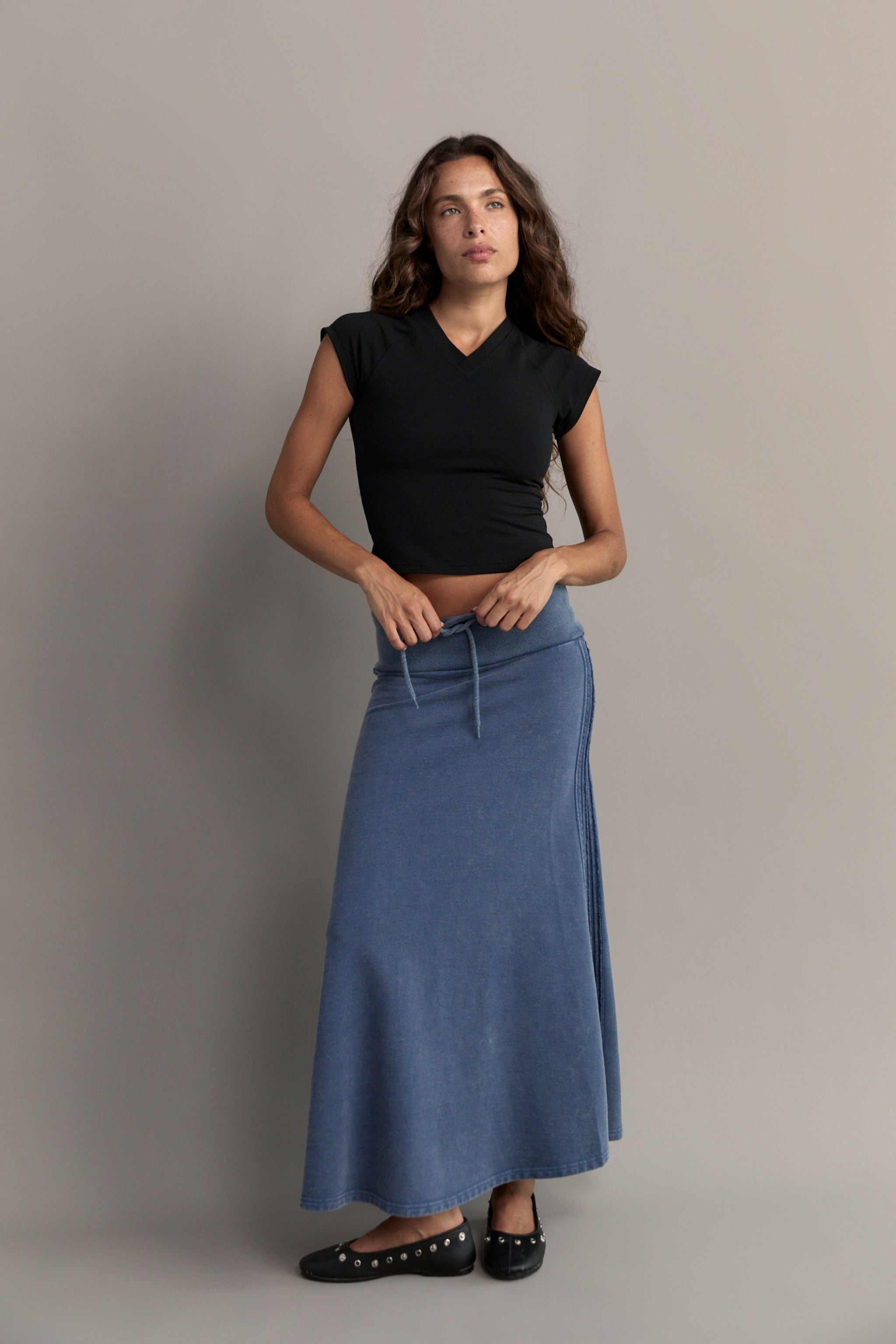 Track Skirt - Sky Acid Wash
