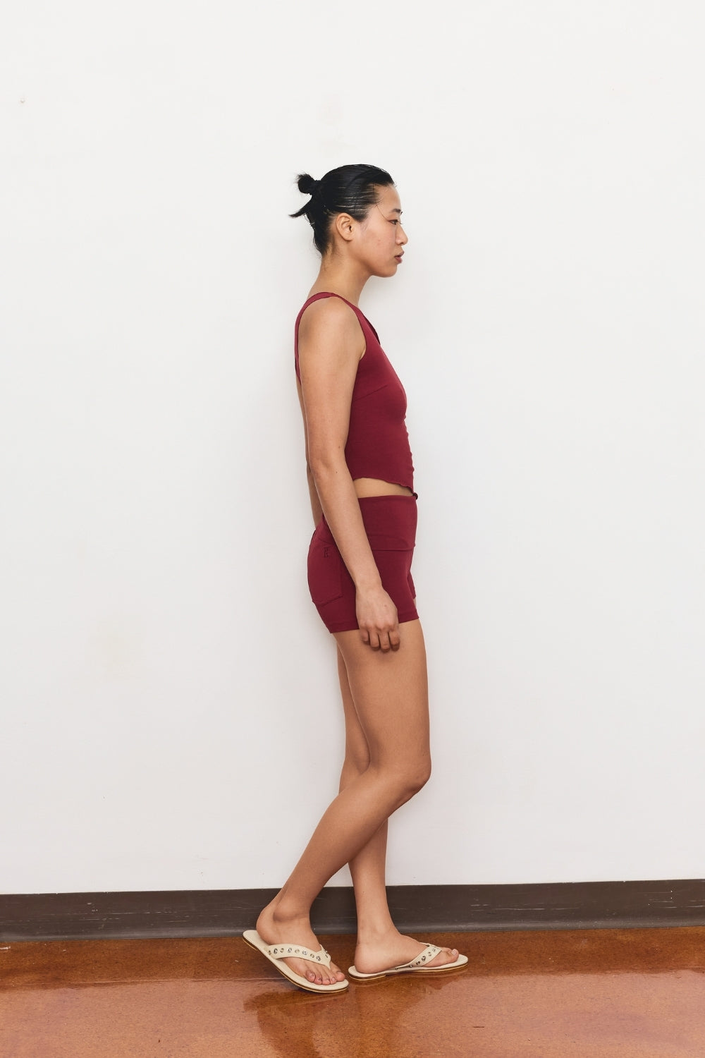 The Fold Over Mini Short - Cherry - Organic Cotton/Bamboo
