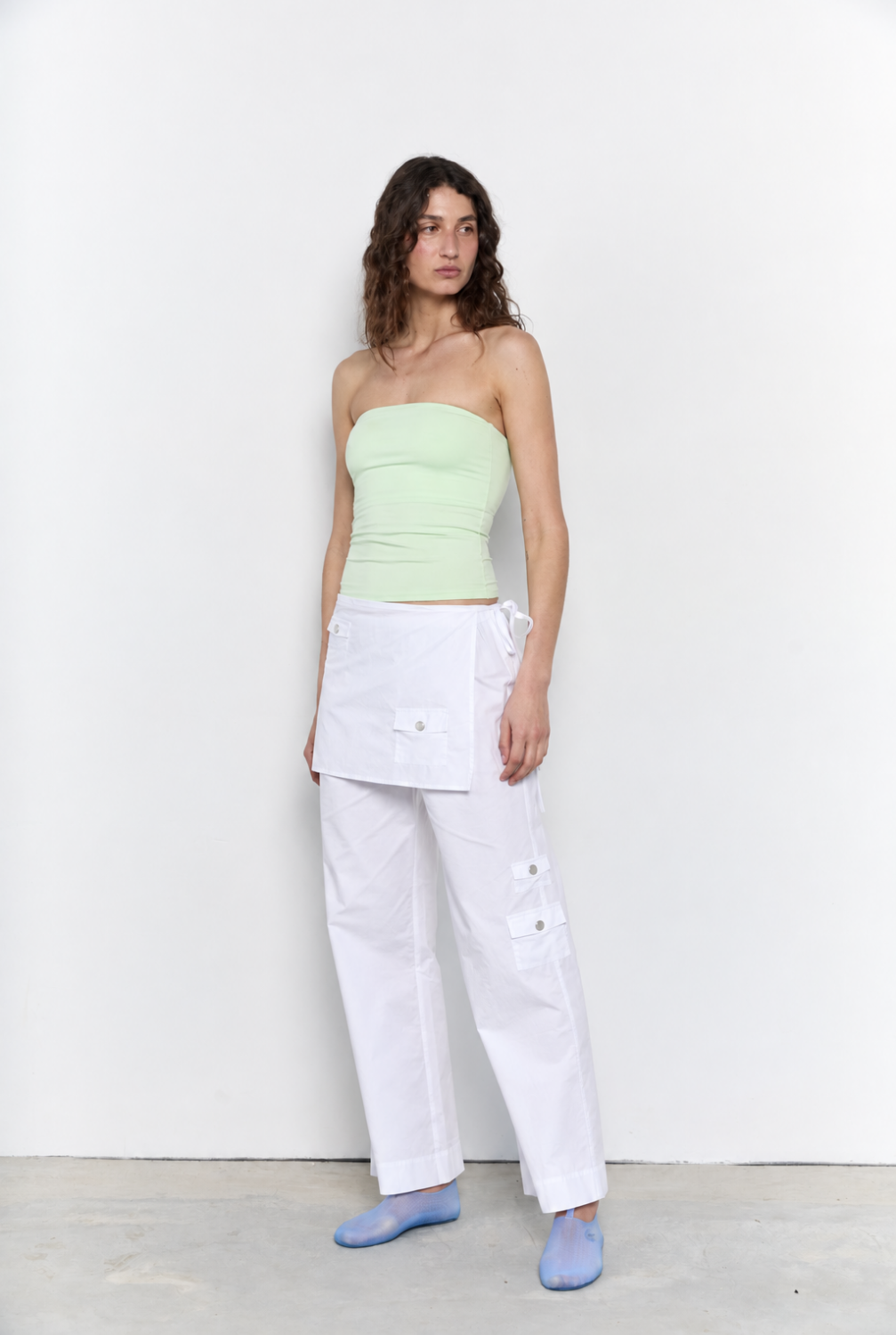 Wide Leg Pant With Skirt - White